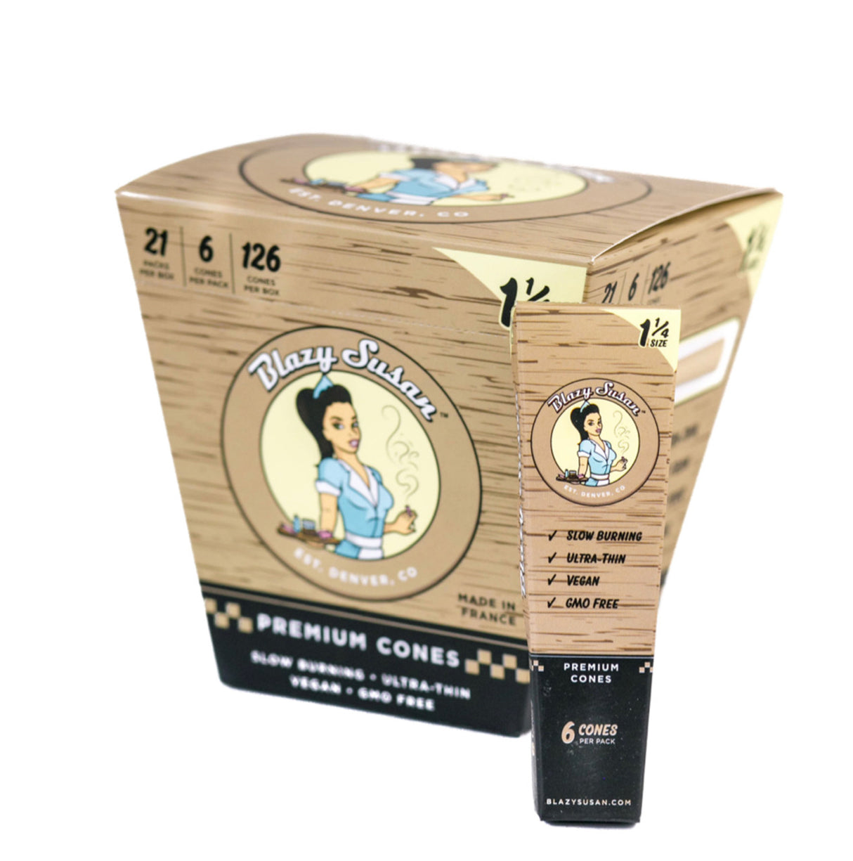 BLAZY SUSAN PREMIUM ROLLING PAPERS 60 PACK PER BOX 1 ¼