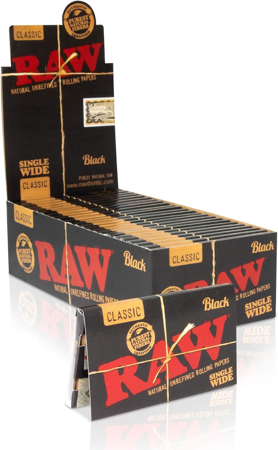 Raw Classic Black Single wide 25 packs per box