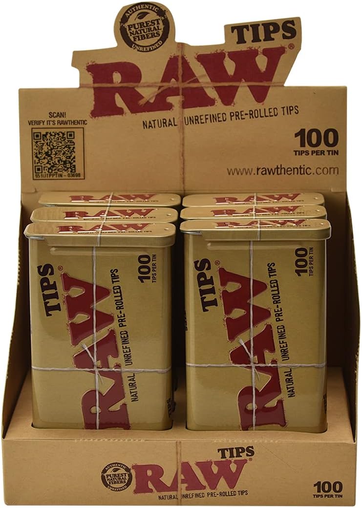 Raw pre-rolled Cone tips 100ct 6 per box