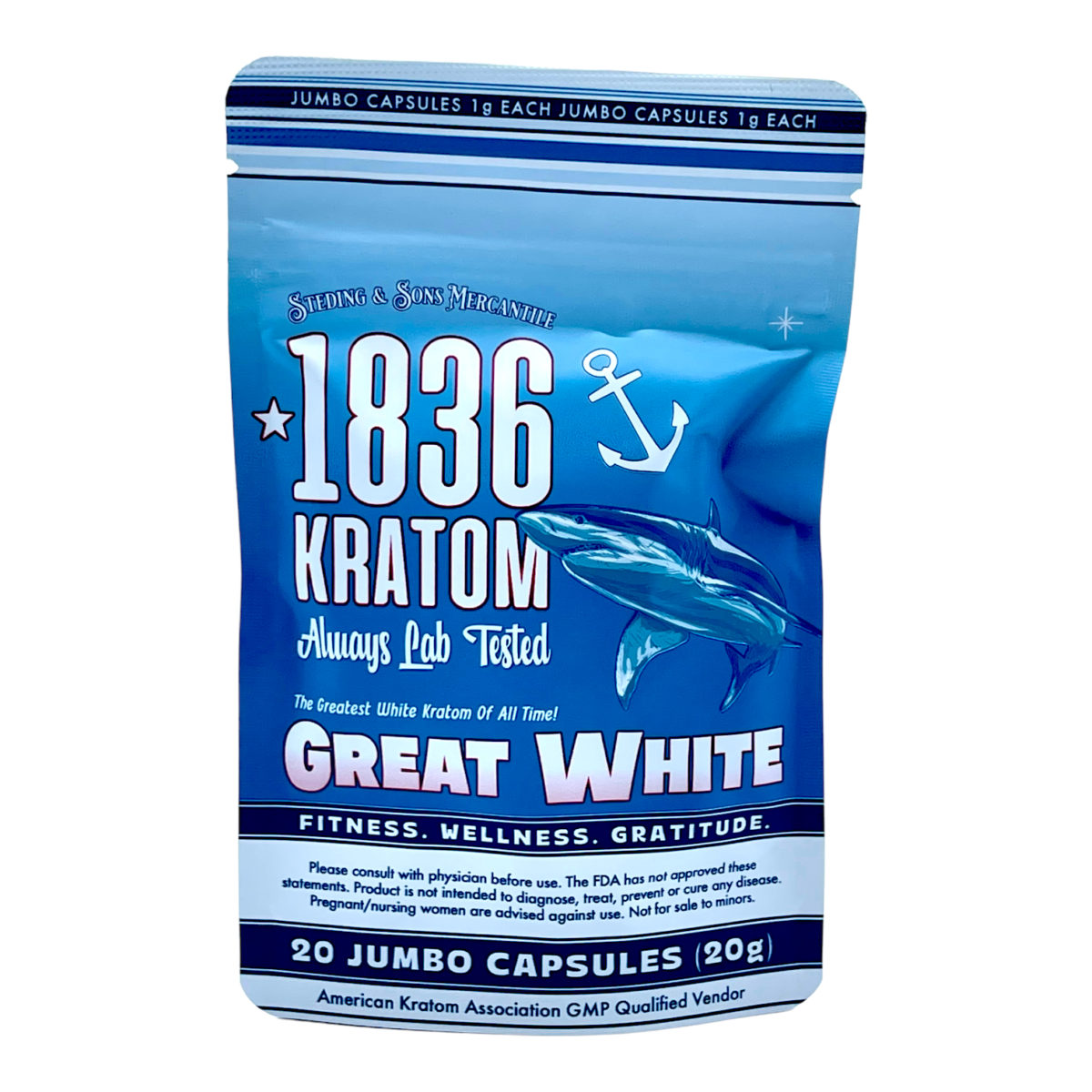 1836 KRATOM 20 JUMBO CAPSULES