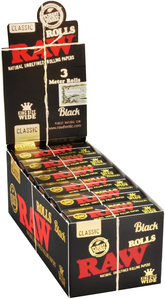 Raw Classic rolls black king size wide 3 meter rolls 12ct