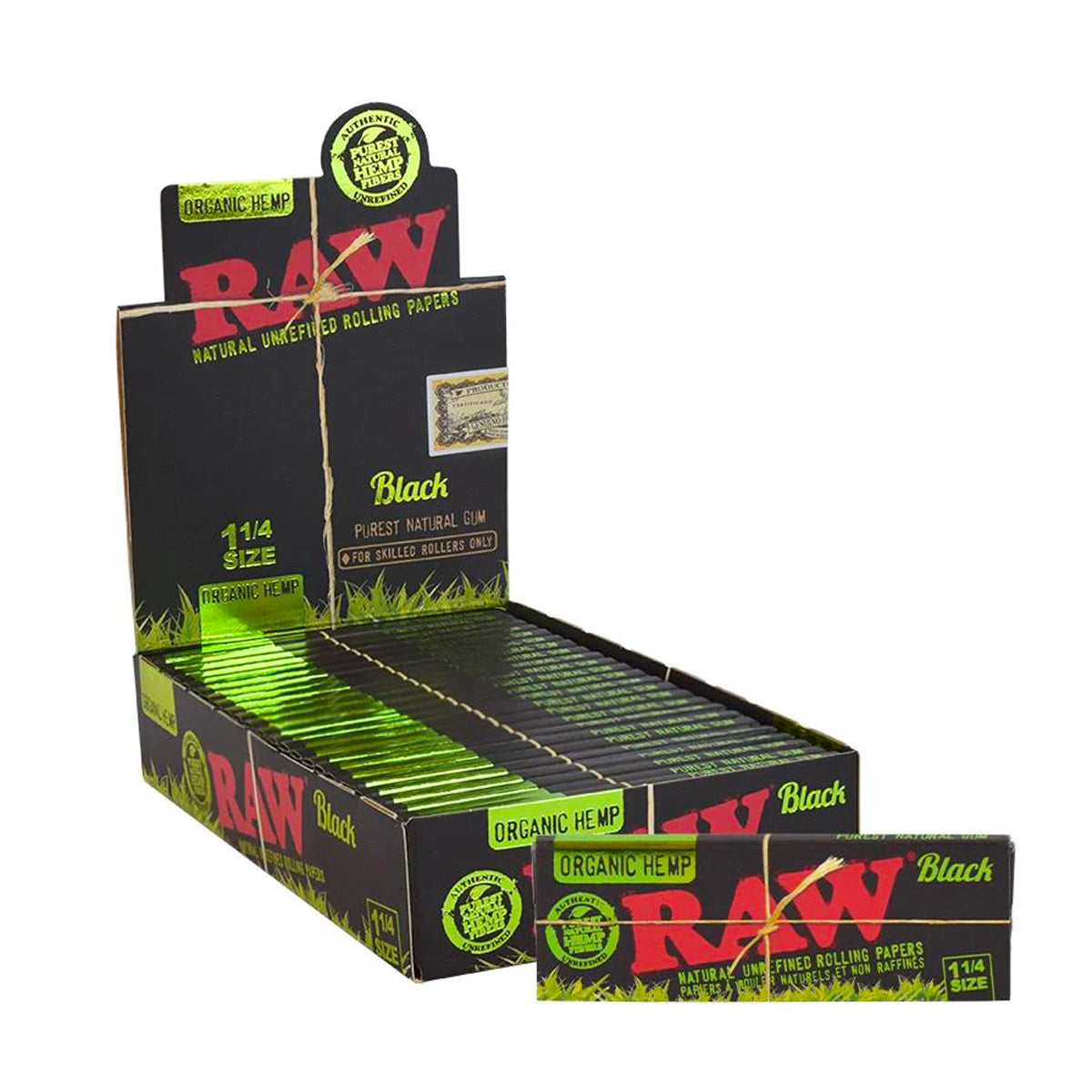 Raw organic hemp black 1 ¼ 50ct 24 packs per box