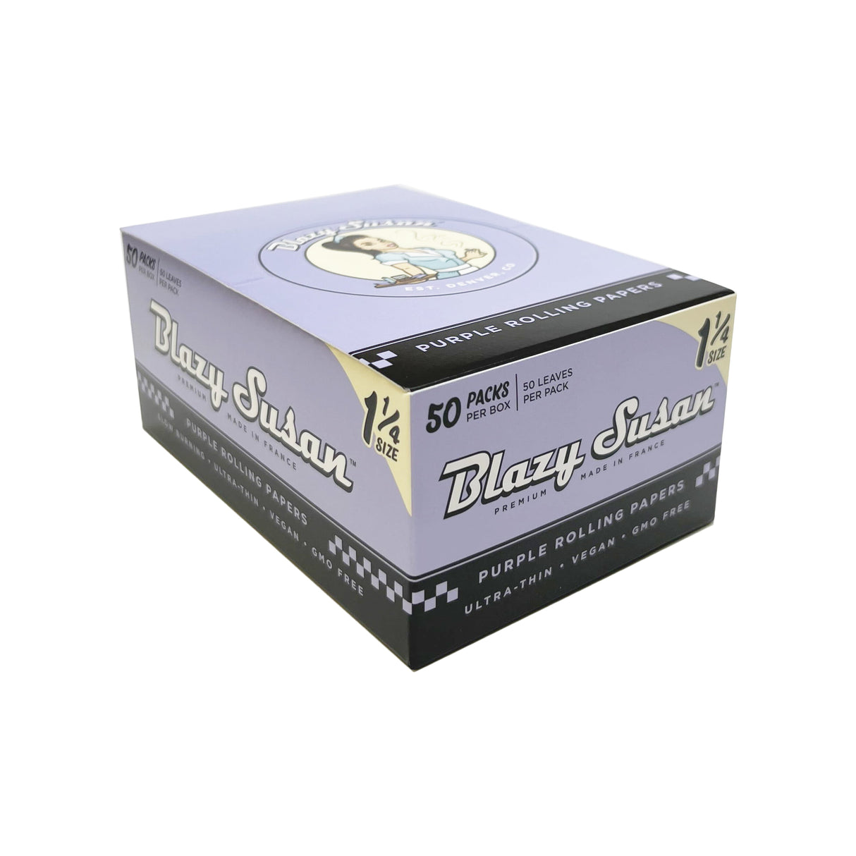 BLAZY SUSAN PURPLE ROLLING PAPERS 50 PACKS PER BOX 1 ¼